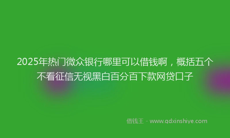2025年热门微众银行哪里可以借钱啊，概括五个不看征信无视黑白百分百下款网贷口子