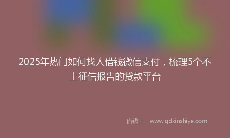 2025年热门如何找人借钱微信支付，梳理5个不上征信报告的贷款平台