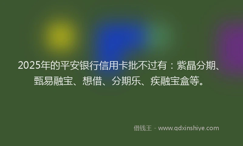 2025年的平安银行信用卡批不过有：紫晶分期、甄易融宝、想借、分期乐、疾融宝盒等。