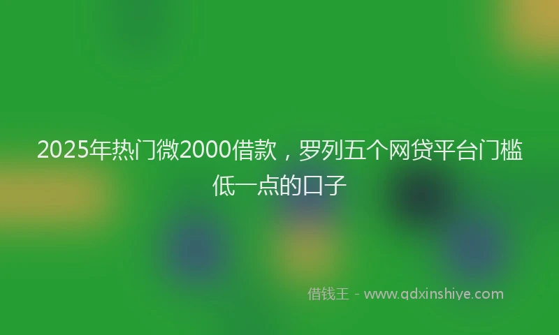 2025年热门微2000借款，罗列五个网贷平台门槛低一点的口子