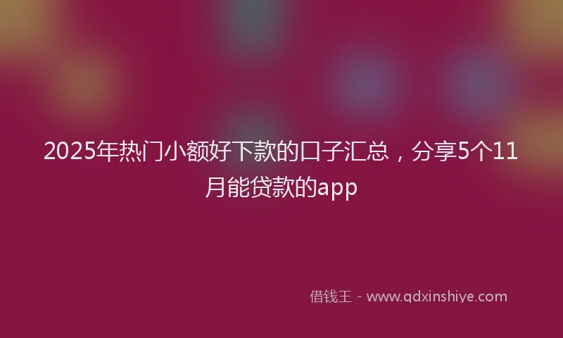 2025年热门小额好下款的口子汇总，分享5个11月能贷款的app