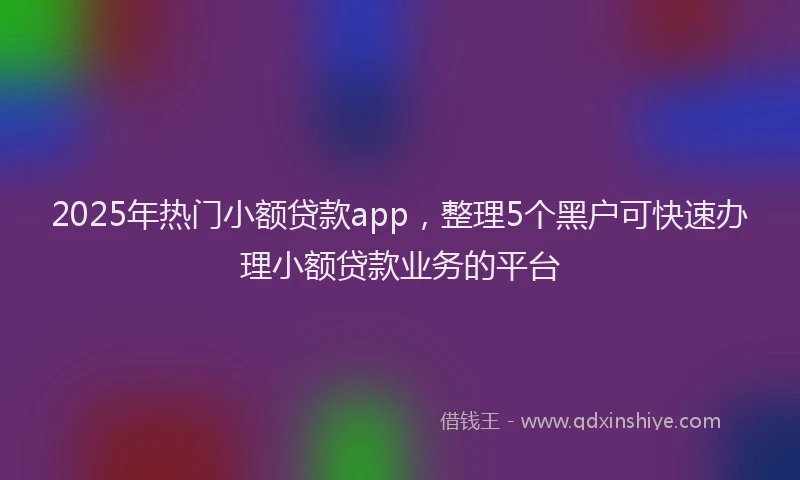 2025年热门小额贷款app，整理5个黑户可快速办理小额贷款业务的平台