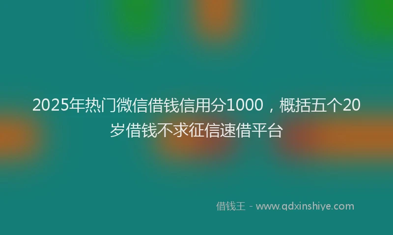 2025年热门微信借钱信用分1000，概括五个20岁借钱不求征信速借平台