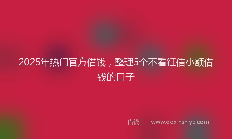 2025年热门官方借钱，整理5个不看征信小额借钱的口子