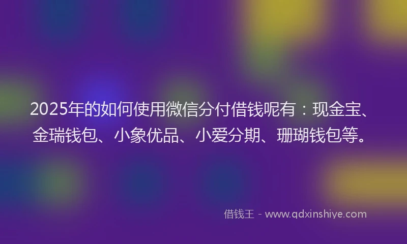2025年的如何使用微信分付借钱呢有：现金宝、金瑞钱包、小象优品、小爱分期、珊瑚钱包等。