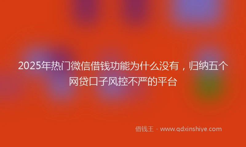 2025年热门微信借钱功能为什么没有，归纳五个网贷口子风控不严的平台