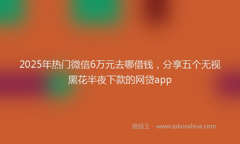2025年热门微信6万元去哪借钱，分享五个无视黑花半夜下款的网贷app