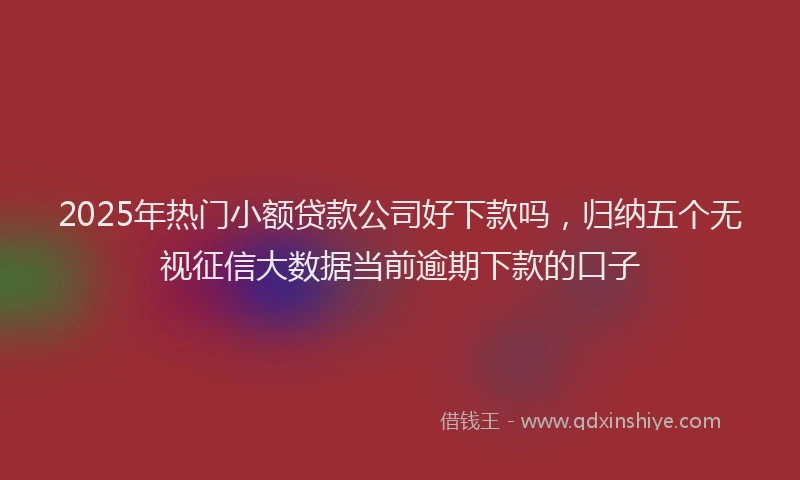 2025年热门小额贷款公司好下款吗，归纳五个无视征信大数据当前逾期下款的口子