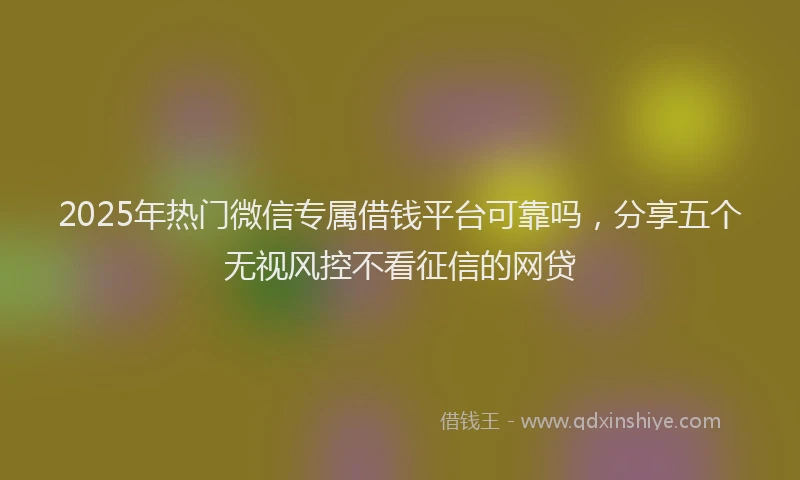 2025年热门微信专属借钱平台可靠吗，分享五个无视风控不看征信的网贷