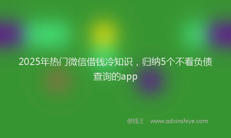 2025年热门微信借钱冷知识，归纳5个不看负债查询的app