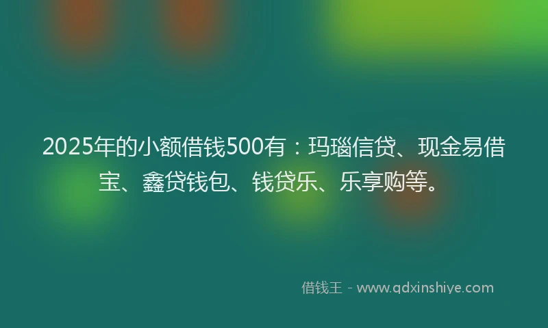 2025年的小额借钱500有：玛瑙信贷、现金易借宝、鑫贷钱包、钱贷乐、乐享购等。
