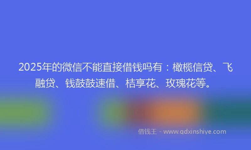 2025年的微信不能直接借钱吗有：橄榄信贷、飞融贷、钱鼓鼓速借、桔享花、玫瑰花等。