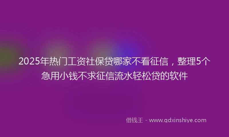 2025年热门工资社保贷哪家不看征信，整理5个急用小钱不求征信流水轻松贷的软件