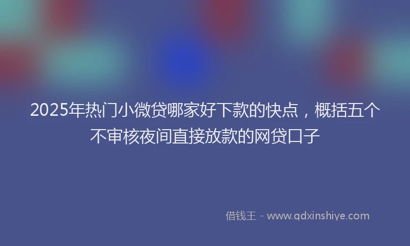 2025年热门小微贷哪家好下款的快点，概括五个不审核夜间直接放款的网贷口子