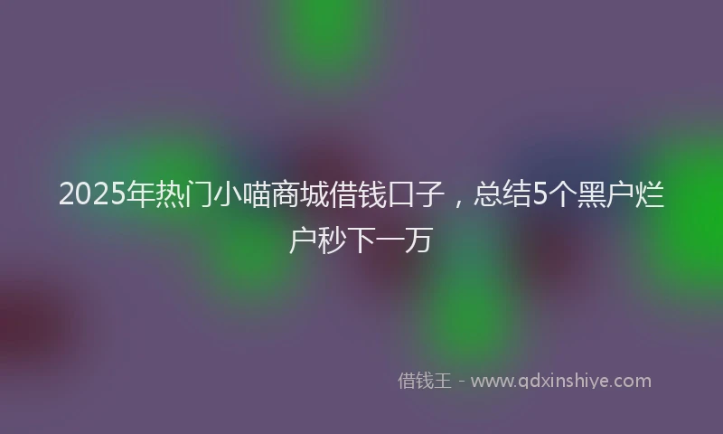 2025年热门小喵商城借钱口子，总结5个黑户烂户秒下一万