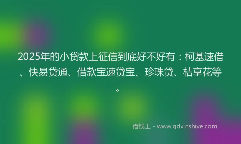 2025年的小贷款上征信到底好不好有：柯基速借、快易贷通、借款宝速贷宝、珍珠贷、桔享花等。