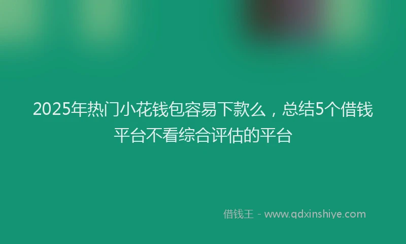 2025年热门小花钱包容易下款么，总结5个借钱平台不看综合评估的平台