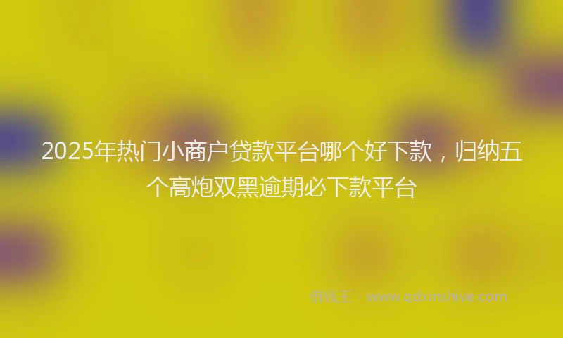 2025年热门小商户贷款平台哪个好下款，归纳五个高炮双黑逾期必下款平台