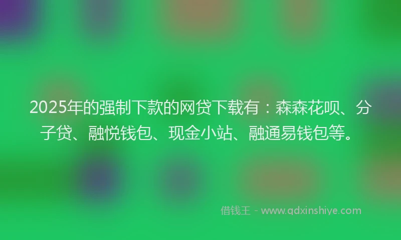 2025年的强制下款的网贷下载有：森森花呗、分子贷、融悦钱包、现金小站、融通易钱包等。