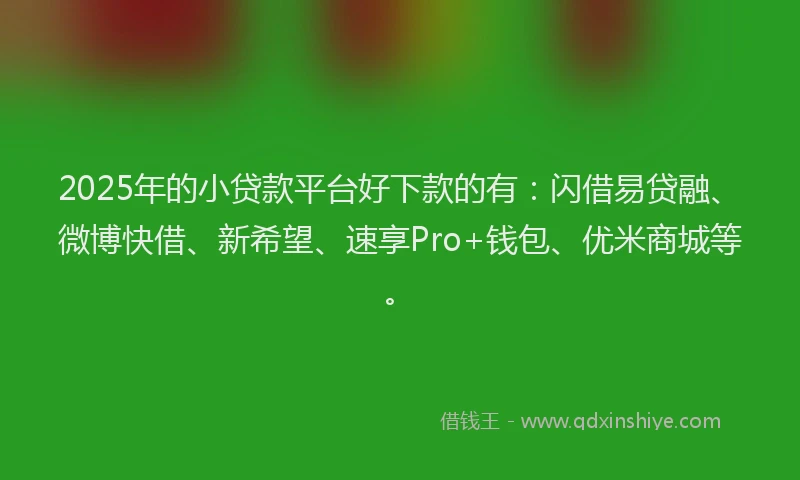 2025年的小贷款平台好下款的有：闪借易贷融、微博快借、新希望、速享Pro+钱包、优米商城等。