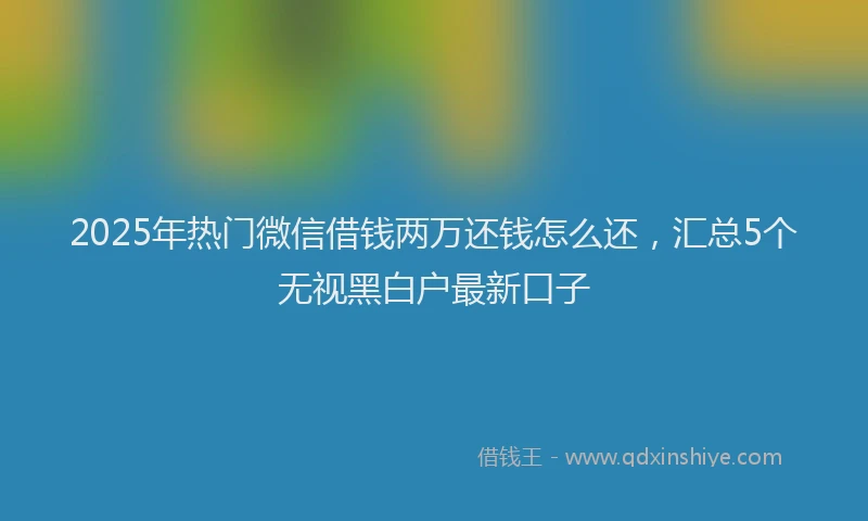 2025年热门微信借钱两万还钱怎么还，汇总5个无视黑白户最新口子