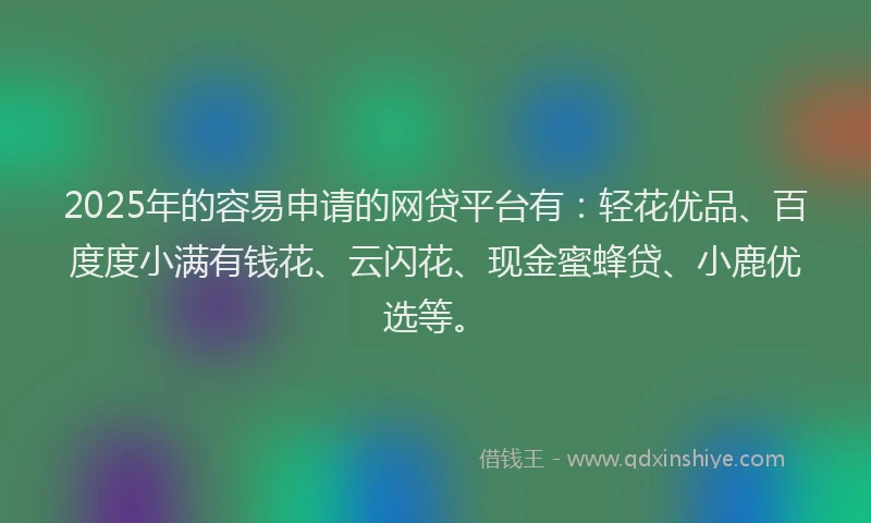 2025年的容易申请的网贷平台有：轻花优品、百度度小满有钱花、云闪花、现金蜜蜂贷、小鹿优选等。