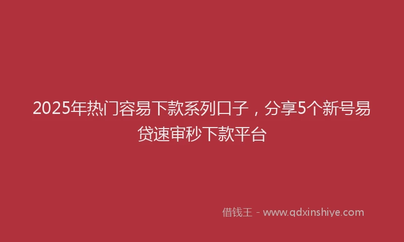 2025年热门容易下款系列口子，分享5个新号易贷速审秒下款平台