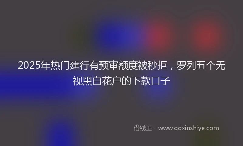2025年热门建行有预审额度被秒拒，罗列五个无视黑白花户的下款口子