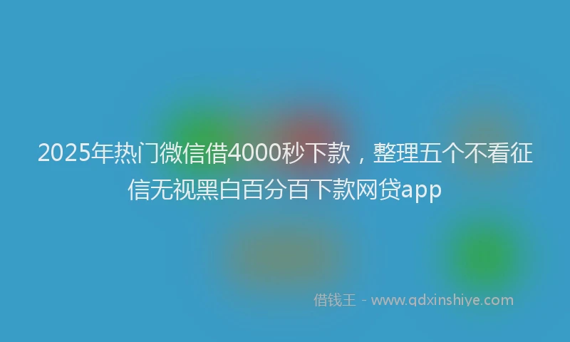2025年热门微信借4000秒下款，整理五个不看征信无视黑白百分百下款网贷app
