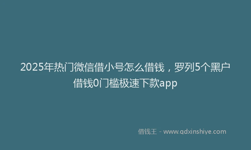 2025年热门微信借小号怎么借钱，罗列5个黑户借钱0门槛极速下款app