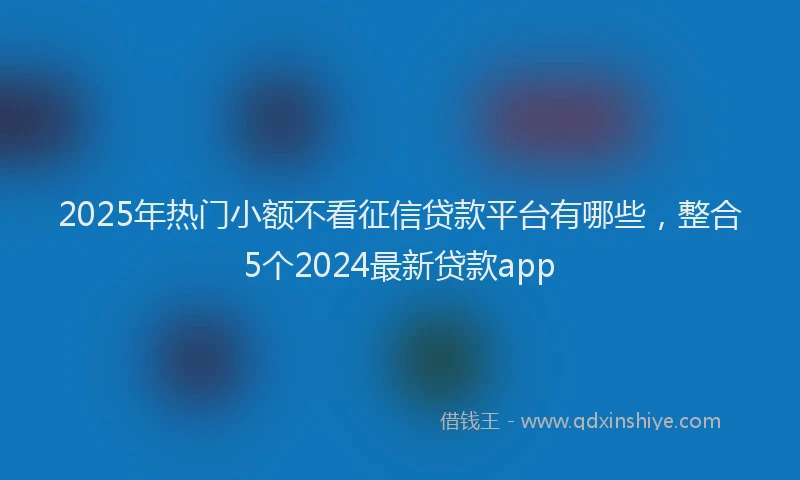 2025年热门小额不看征信贷款平台有哪些，整合5个2024最新贷款app
