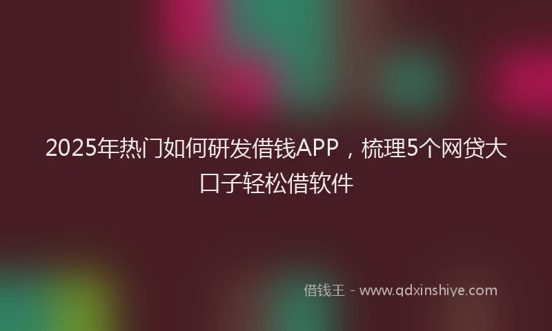 2025年热门如何研发借钱APP，梳理5个网贷大口子轻松借软件