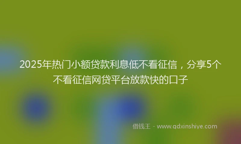 2025年热门小额贷款利息低不看征信，分享5个不看征信网贷平台放款快的口子