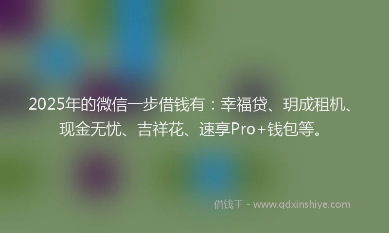 2025年的微信一步借钱有：幸福贷、玥成租机、现金无忧、吉祥花、速享Pro+钱包等。