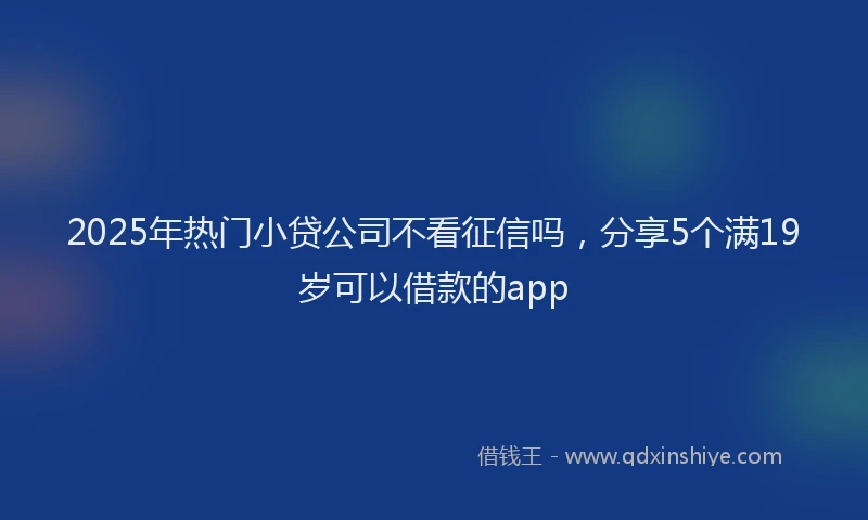 2025年热门小贷公司不看征信吗，分享5个满19岁可以借款的app