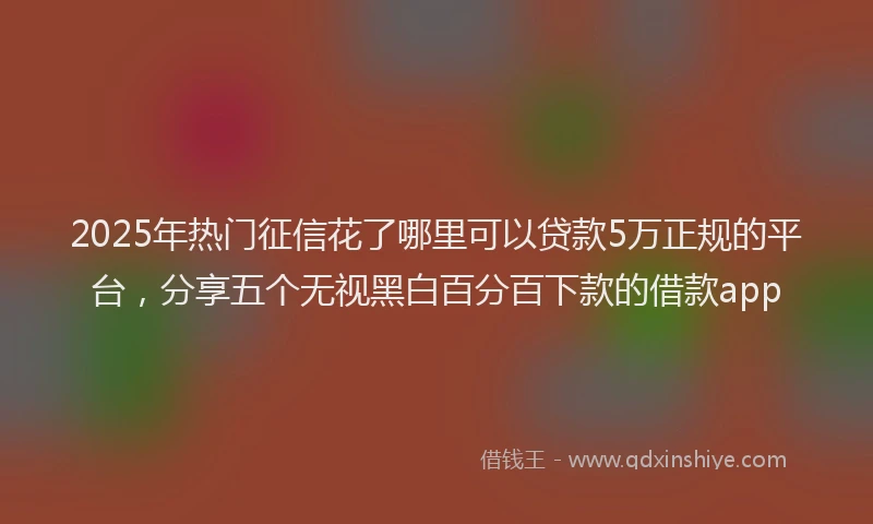 2025年热门征信花了哪里可以贷款5万正规的平台，分享五个无视黑白百分百下款的借款app