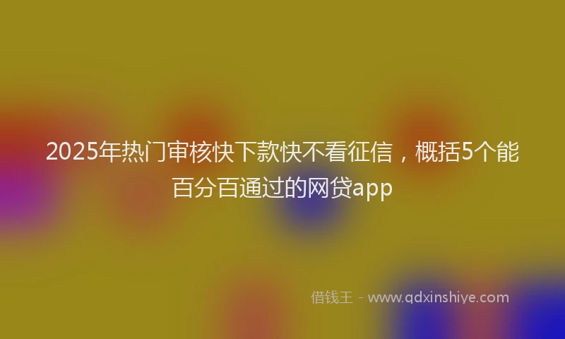 2025年热门审核快下款快不看征信，概括5个能百分百通过的网贷app