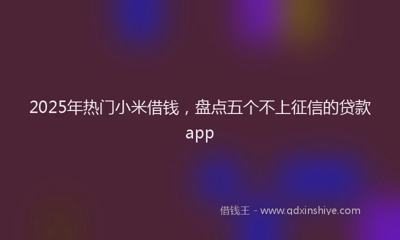 2025年热门小米借钱，盘点五个不上征信的贷款app