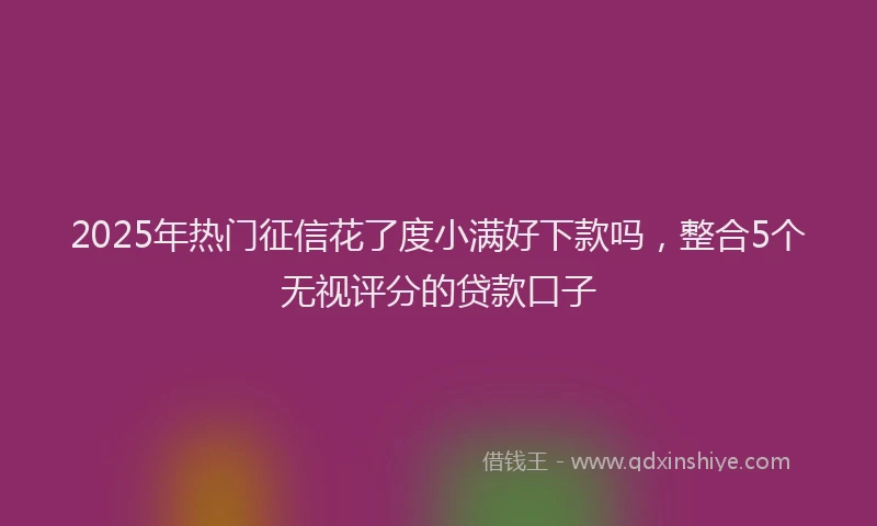 2025年热门征信花了度小满好下款吗，整合5个无视评分的贷款口子