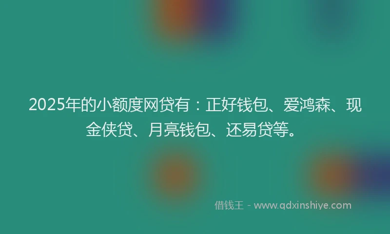 2025年的小额度网贷有：正好钱包、爱鸿森、现金侠贷、月亮钱包、还易贷等。