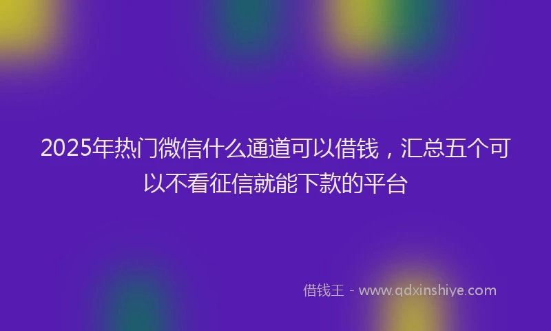 2025年热门微信什么通道可以借钱，汇总五个可以不看征信就能下款的平台