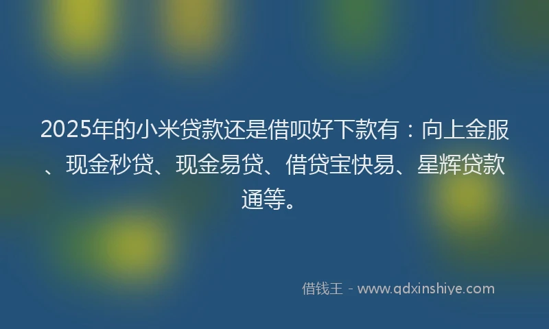 2025年的小米贷款还是借呗好下款有：向上金服、现金秒贷、现金易贷、借贷宝快易、星辉贷款通等。