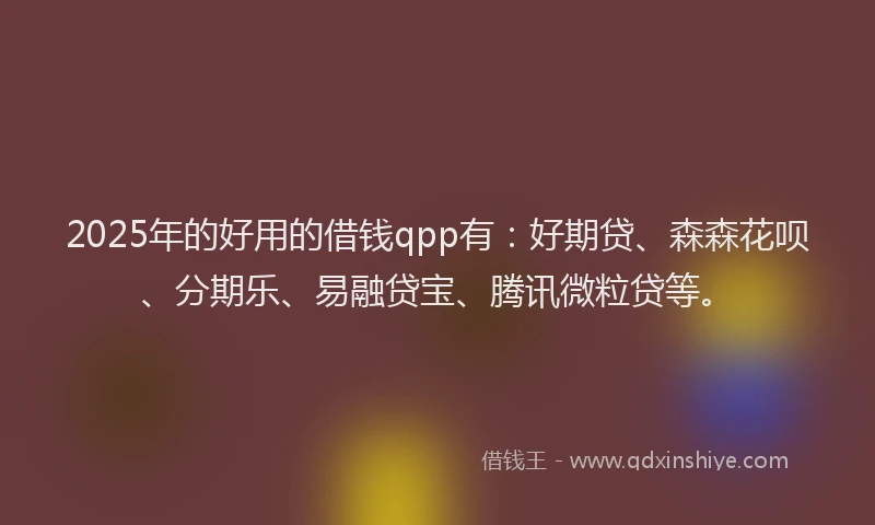 2025年的好用的借钱qpp有：好期贷、森森花呗、分期乐、易融贷宝、腾讯微粒贷等。