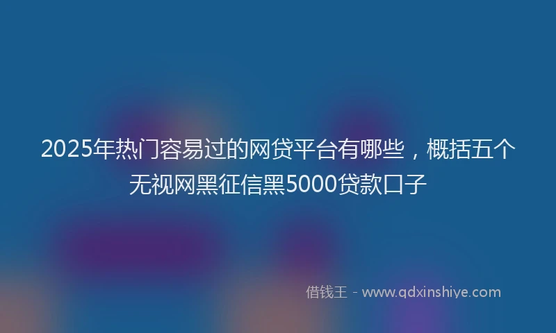 2025年热门容易过的网贷平台有哪些，概括五个无视网黑征信黑5000贷款口子