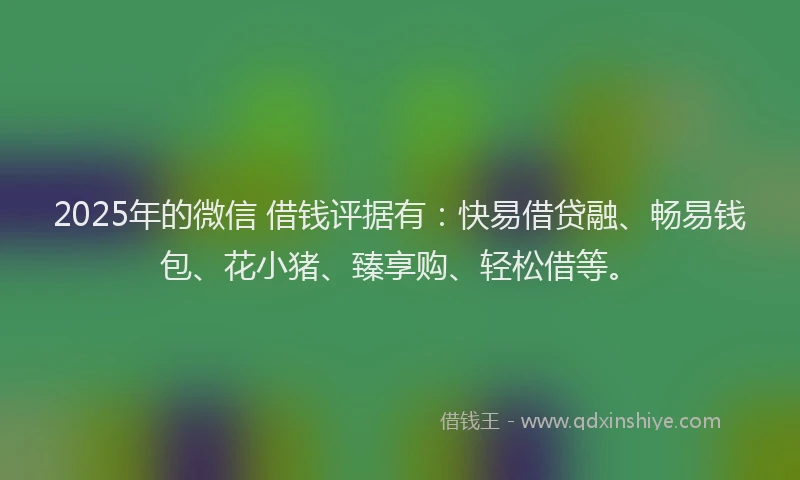2025年的微信 借钱评据有：快易借贷融、畅易钱包、花小猪、臻享购、轻松借等。