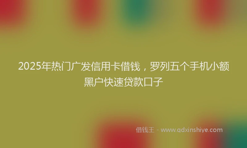 2025年热门广发信用卡借钱，罗列五个手机小额黑户快速贷款口子