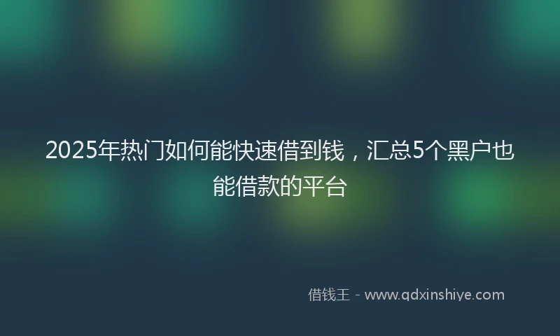 2025年热门如何能快速借到钱，汇总5个黑户也能借款的平台