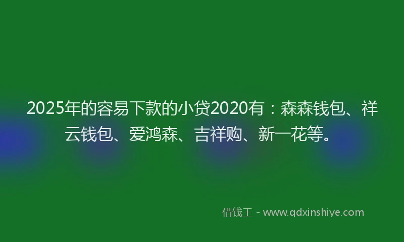 2025年的容易下款的小贷2020有：森森钱包、祥云钱包、爱鸿森、吉祥购、新一花等。