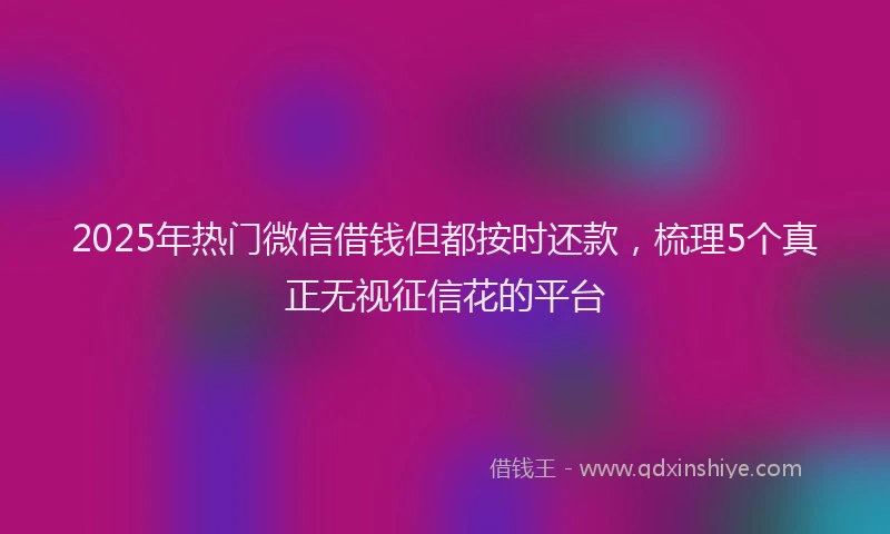 2025年热门微信借钱但都按时还款，梳理5个真正无视征信花的平台