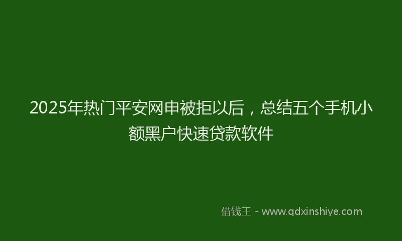 2025年热门平安网申被拒以后，总结五个手机小额黑户快速贷款软件